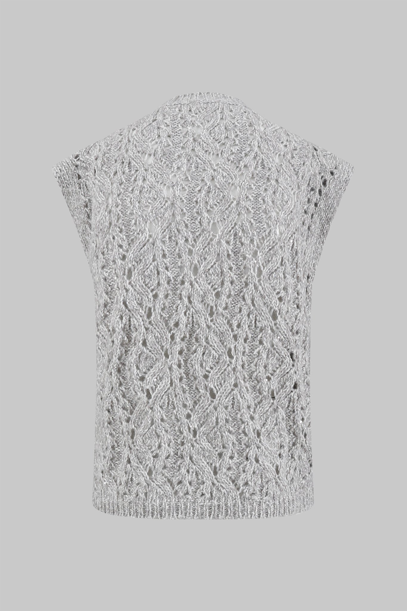 Crochet effect crew neck vest