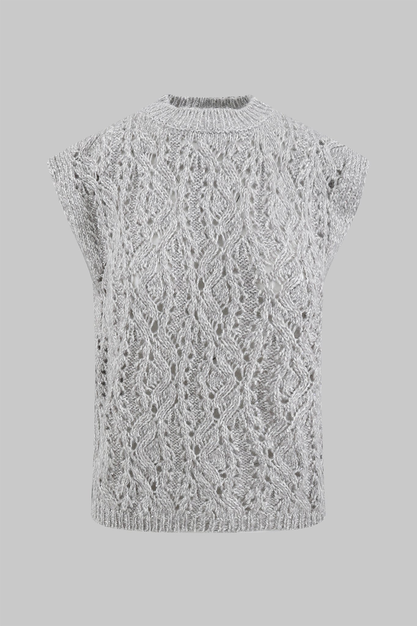 Crochet effect crew neck vest